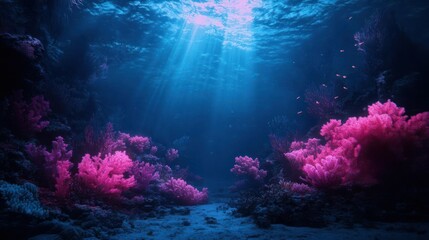 Underwater Coral Reef Scene with Sunbeams