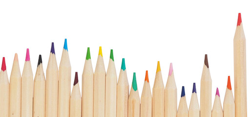 Colorful Pencils Array on Transparent Background