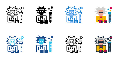 Scientist icon set multiple style collection 

