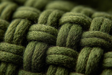 Close-up of thick woven yarn forming a chunky braid with soft texture and depth. Perfect for crafting visuals, natural product branding, and cozy design projects.

