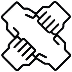 Four Hands Interlocked in a Team Circle Black Line Art Symbolizing Unity and Collaboration