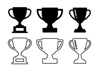 Trophy Icon Set. Champion Award and Cup Silhouettes Collection
