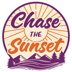 Obraz premium Retro Sunset Design with Vibrant Stripes – Vintage Aesthetic for T-Shirts and Posters