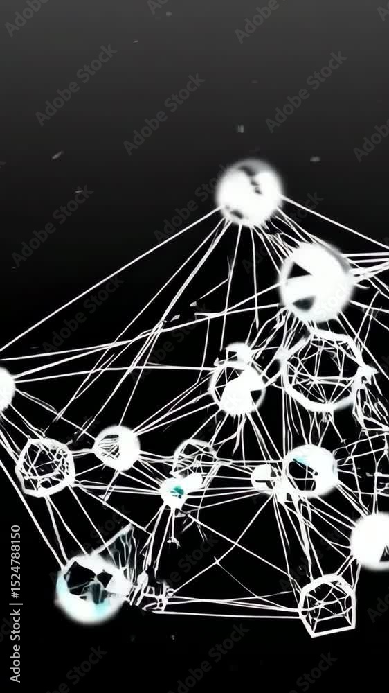 Wall mural abstract network visualization using geometric shapes, lines, and connections in art and data