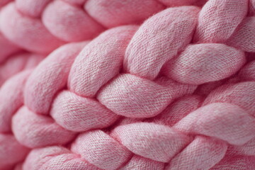 Close-up of thick woven yarn forming a chunky braid with soft texture and depth. Perfect for crafting visuals, natural product branding, and cozy design projects.

