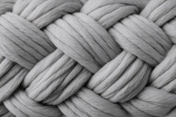 Close-up of thick woven yarn forming a chunky braid with soft texture and depth. Perfect for crafting visuals, natural product branding, and cozy design projects.

