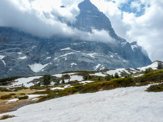 Switzerland, Meiringen, a snow covered mountain