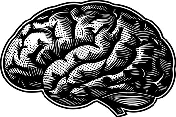 brain with halftone stipple effect 
