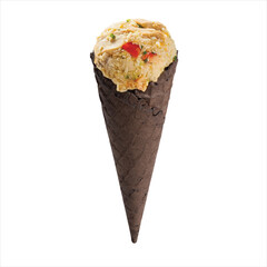 Chocolate Waffle Cone with Fried Rice