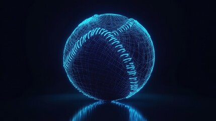 Luminous baseball artwork, a futuristic sports theme with a wireframe style