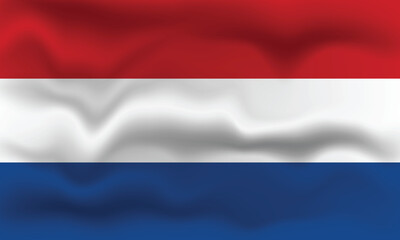 Detailed illustration of the Netherlands flag with a waving effect.