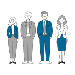 オフィスカジュアルの男女グループイラスト