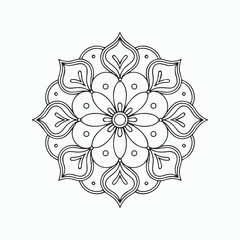 Geometric Mandala Coloring Page – Elegant Floral Pattern Printable Design