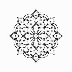 Geometric Mandala Coloring Page – Elegant Floral Pattern Printable Design