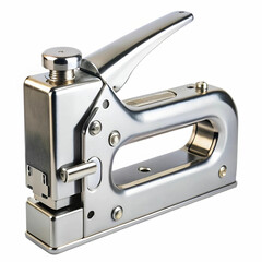 A high-quality image of a staple gun isolated on a white background, featuring a sturdy