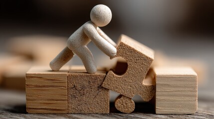 Stick figure piecing together puzzle pieces highlights problem-solving skills and the strength to persist through difficulties.
