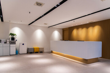 info desk at the reception room in the cram school