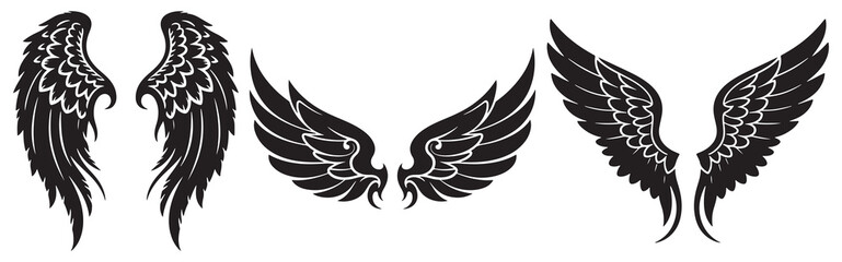 wings set vector illustration icon style in white backraund