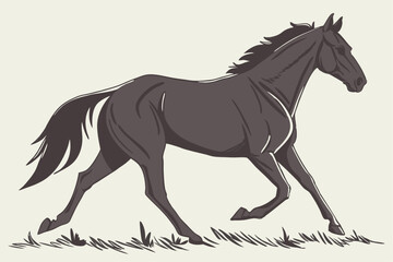 Midstride Majesty: Silhouette of a Running Horse