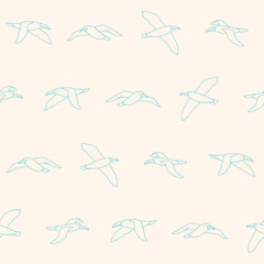 Outline Vector Albatross Seamless Pattern Background for Print Fabric Surface Fashion Wrapping