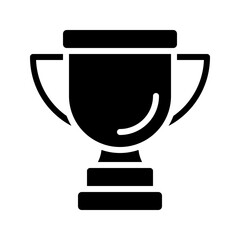 A modern, bold black glyph trophy icon. This solid vector represents victory, awards, and championship success in football or soccer. Ideal for sports apps, recognition, and winning themes.