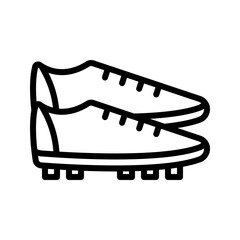 A modern, minimalist black outline soccer shoes icon. This vector represents footwear, equipment, and player gear in football or soccer. Ideal for sports apps, apparel, and game UIs.