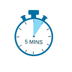 Blue Stopwatch Icon Showing 5 Minutes Timer