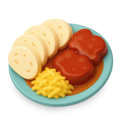 3D Icon of Vepřo Knedlo Zelo – Traditional Czech Roast Pork with Dumplings and Sauerkraut