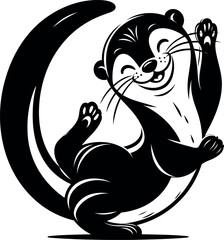 Cheerful Otter Mascot in a Circle