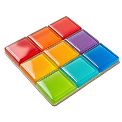 Vibrant Rainbow Mosaic Tiles: Colorful Square Design for Crafts & Decor