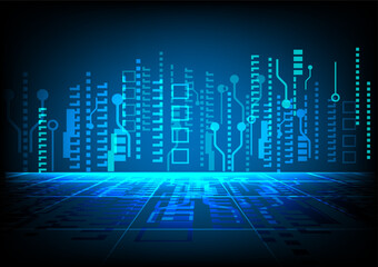 Blue circle and line technology abstract technology innovation concept vector background and glowing light