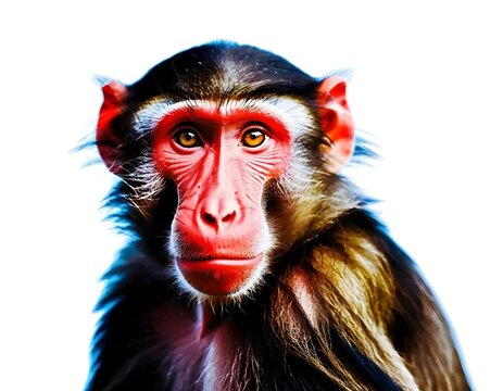 japanese macaque snow monkey with red face and thick fur closeup 
 - Powered by Adobe