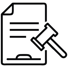 Obraz premium Legal Document with Gavel Icon, Illustrating Justice and Law Procedures, Court Ruling