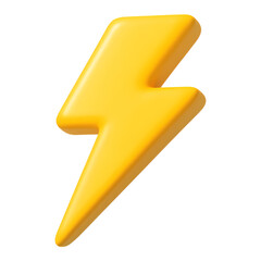 yellow lightning 3d icon on transparent background