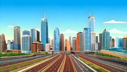 high-rise view with quiet straight road traffic 