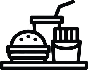 Food and drink set of web icons in line style. Restaurant linear icon collection. Containing meat, fruits, vegetables, desserts, drink, burger, pizza, hot dog, french fries and more