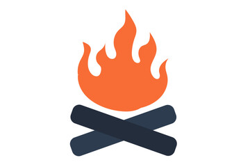 Campfire icon - A small campfire with wood and flames, symbolizing camping and outdoor experiences.