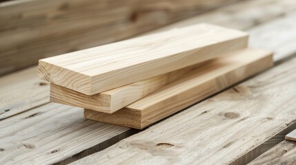 Stack of Wooden Planks on Rustic Wooden Surface