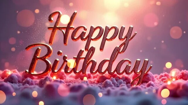 Animated happy birthday text on festive background , celebratory, party video card, birthday greetings, events poster, birthday celebration.