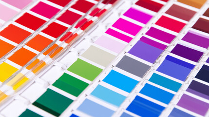 Vibrant color swatches in neat arrangement, a spectrum of creative possibilities