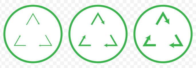 Recycle plastic symbol Set. Plastic recycle Green icons. Icon of pp, pet, hdpe, ldpe and pvc. Triangle logo for safety and ecology. Black icons isolated on Transparent Background. EPS 10.