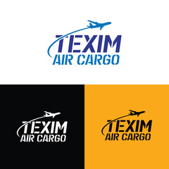 Texim Air Cargo logo. Global freight air cargo transportation logo design. International trade and logistic vector design.