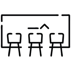 Fototapeta premium Minimalist Icon of Meeting Room with Chairs and Presentation Board Design