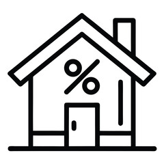 house with percentage symbol, mortgage and home loan icon