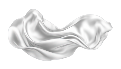 Smooth, flowing white fabric drapes in elegant folds