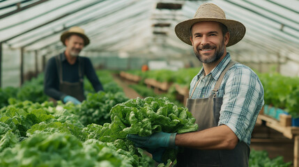 man and woman in greenhouse
