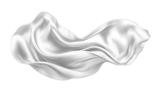 Smooth, flowing white fabric drapes in elegant folds