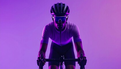 Cyclist in Neon Purple Studio Portrait - Neon lighting