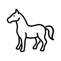 Fototapeta premium Coloring book artistic image of horse, outline icon. Black illustration, vector. Modern minimal flat design, white background.