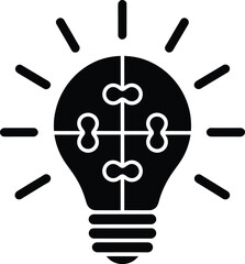 Creative Idea Icon – Light Bulb Puzzle Concept for Innovation and Problem Solving Vector